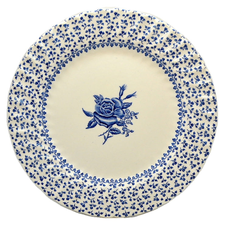 Royal Victoria Rose Bouquet Blue and White China Dinner Plate