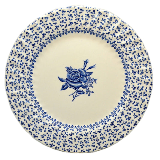 Royal Victoria Rose Bouquet Blue and White China Dinner Plate