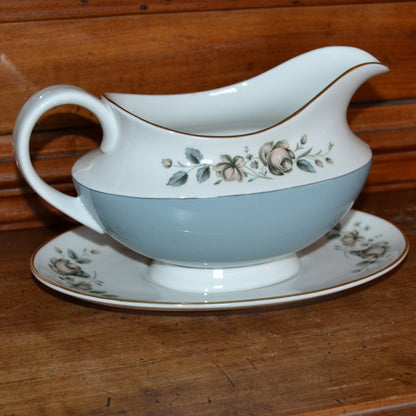 Royal Doulton Rose Elegans china sauce boat and saucer