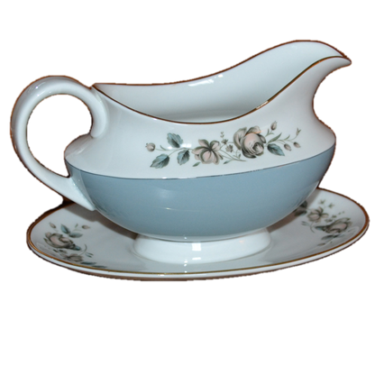 rose elegans gravy boat and saucer royal doulton china