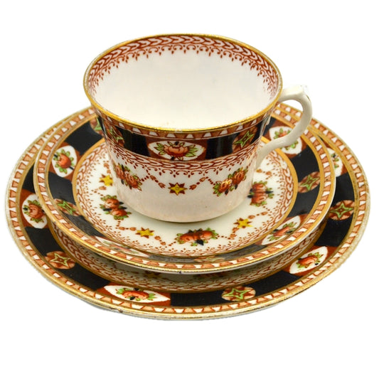 Antique Reid & Co Roslyn Imari China 2178 Teacup Saucer and Side Plate Trio