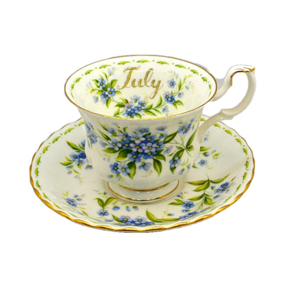 Royal Albert Flowers of the Month Series Floral China Teacup and Saucer 