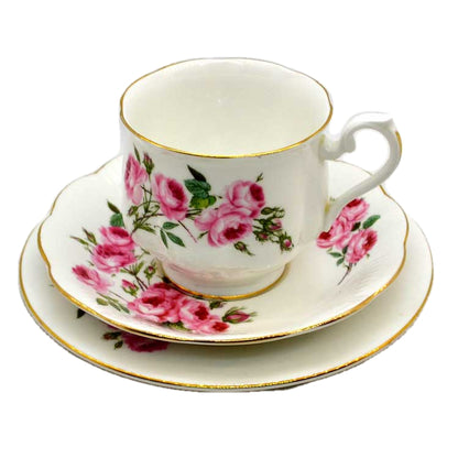 Royal Albert Pink Roses Hampton Shape Teacup Trio