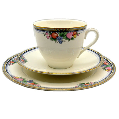 Royal Bone China Fruit Basket Teacup Trio