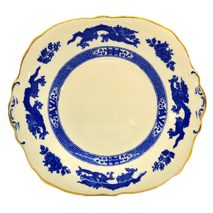 Royal Caulden China Blue Dragon Cake Plate 1930