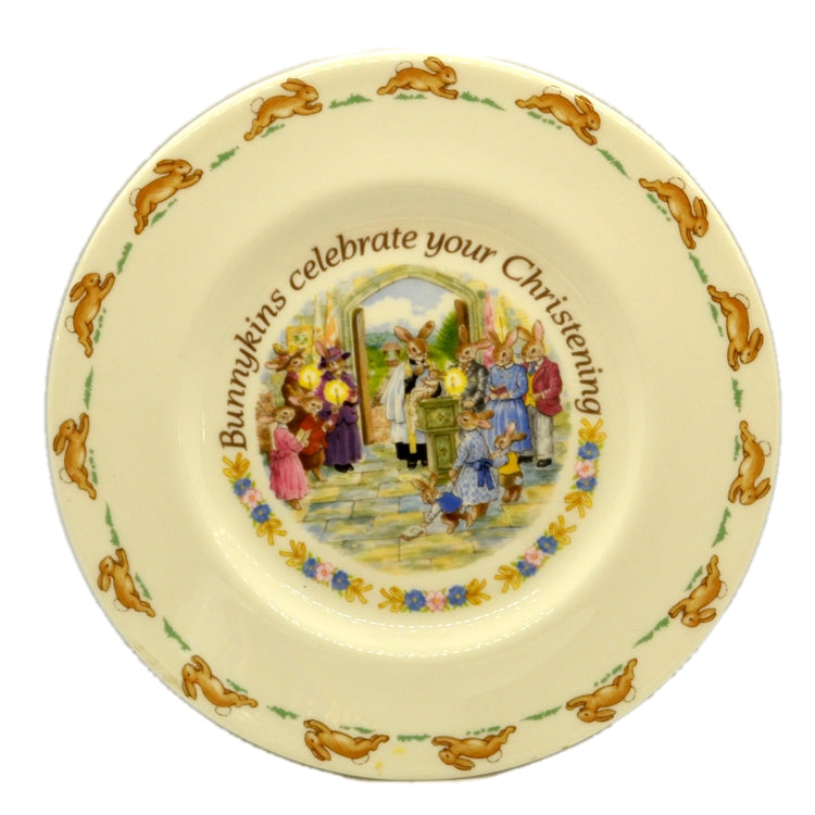 Royal Doulton China Bunnykins Font Christening Plate 1991