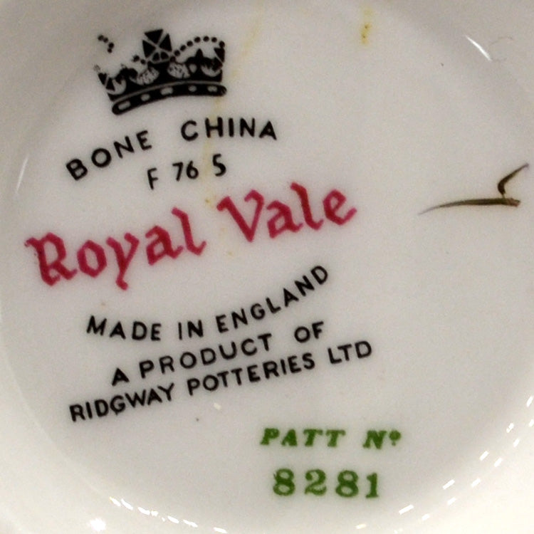 Royal Vale Ridgway Floral China 8281 factory stamp