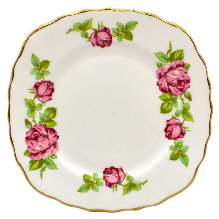 Royal Vale Floral China Pink Roses Square Side Plate