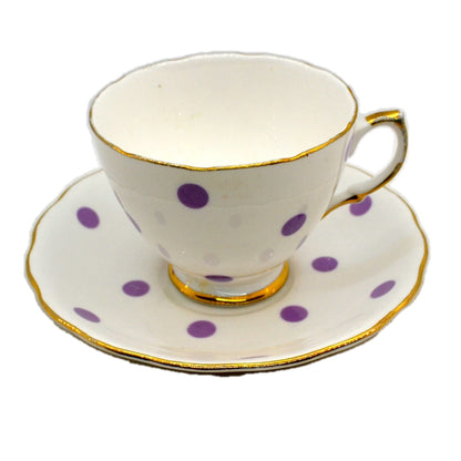 Royal Vale China Lilac Polka Dot Teacup