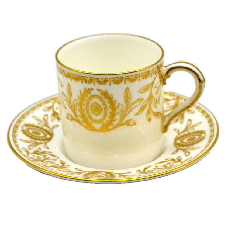 Royal Worcester China Pompadour Gold and White Demitasse Cup and Saucer