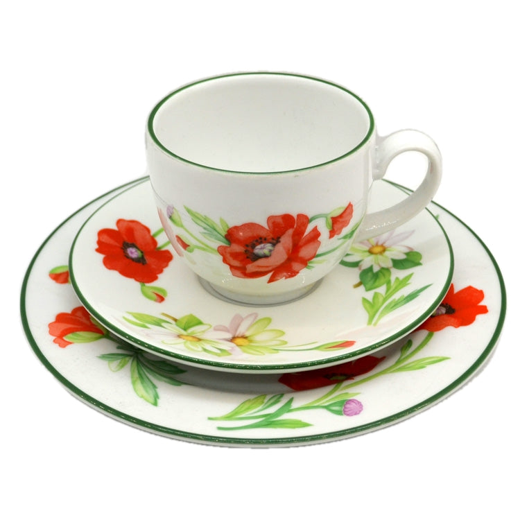 Royal Worcester China Poppies Teacup Trio