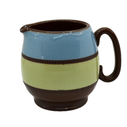 James Sadler Brown Betty Olive and Blue Milk Jug