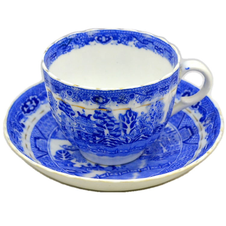 Antique Salt and Nixon Blue and White China Willow Cup and Saucer 1897