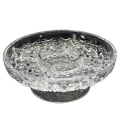 Vintage English Pressed Glass Raised Canape Dish