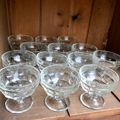 Set Of 12 Vintage Glass Ice Cream Dishes