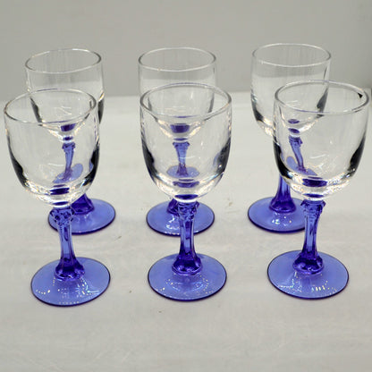 Set of 6 Vintage Purple Stemmed Liqueur Glasses