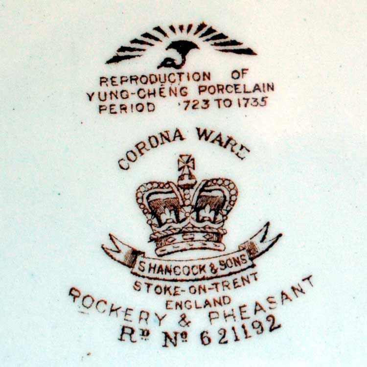 s Hancock & Sons china mark 1912