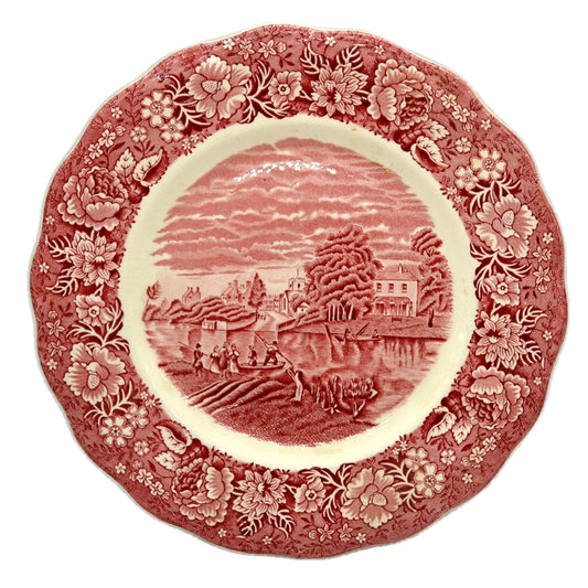 Palissy Pottery Red & White China Thames River Scenes Dessert Plate