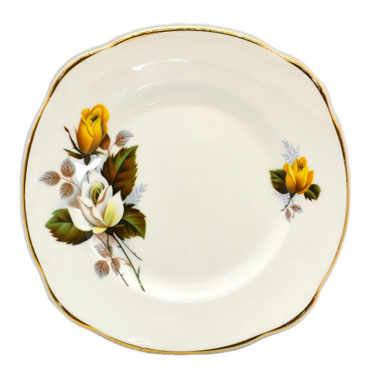 Vintage Harleigh Floral China Yellow Rose Square Side Plate