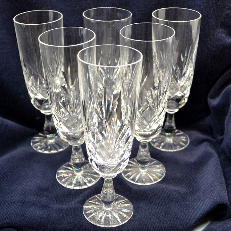 Vintage Set of 6 Lead Crystal Champagne Glasses