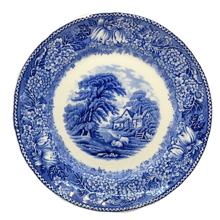 Adams English Countryside Blue and White China 8-inch Soup Bowl