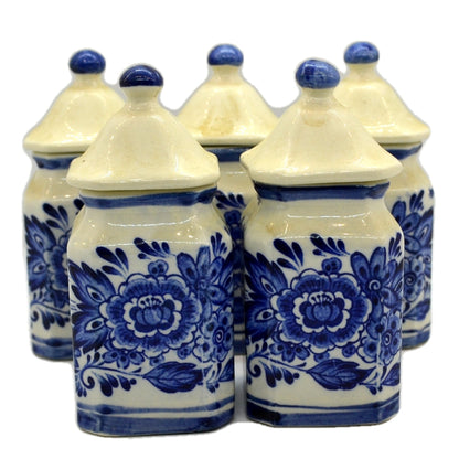 Set of 5 Royal Japan Delfts Blauw Handwerk China Spice Jars