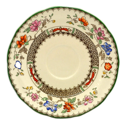 Spode Chinese Rose Green Rim Saucer