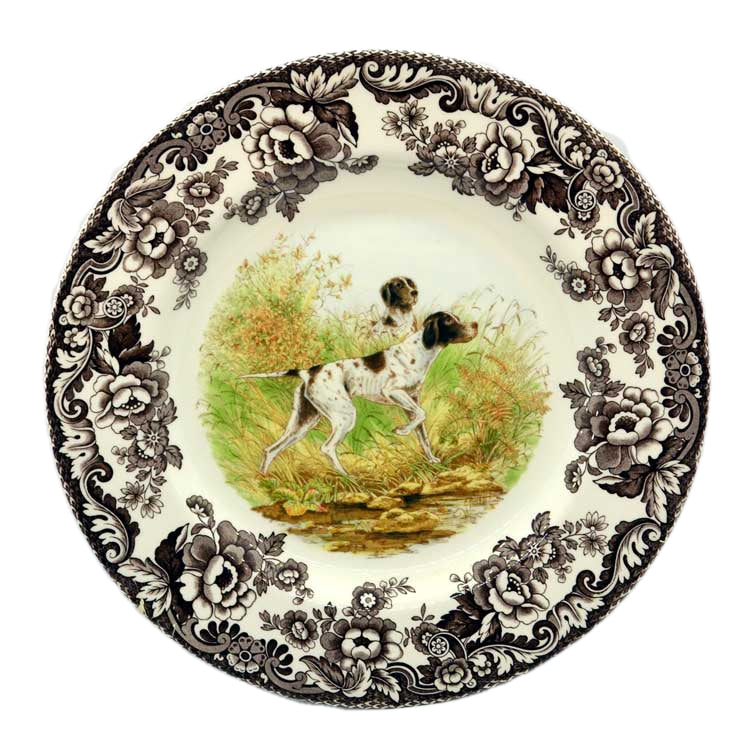 Spode hunting dogs flat coat pointer plate