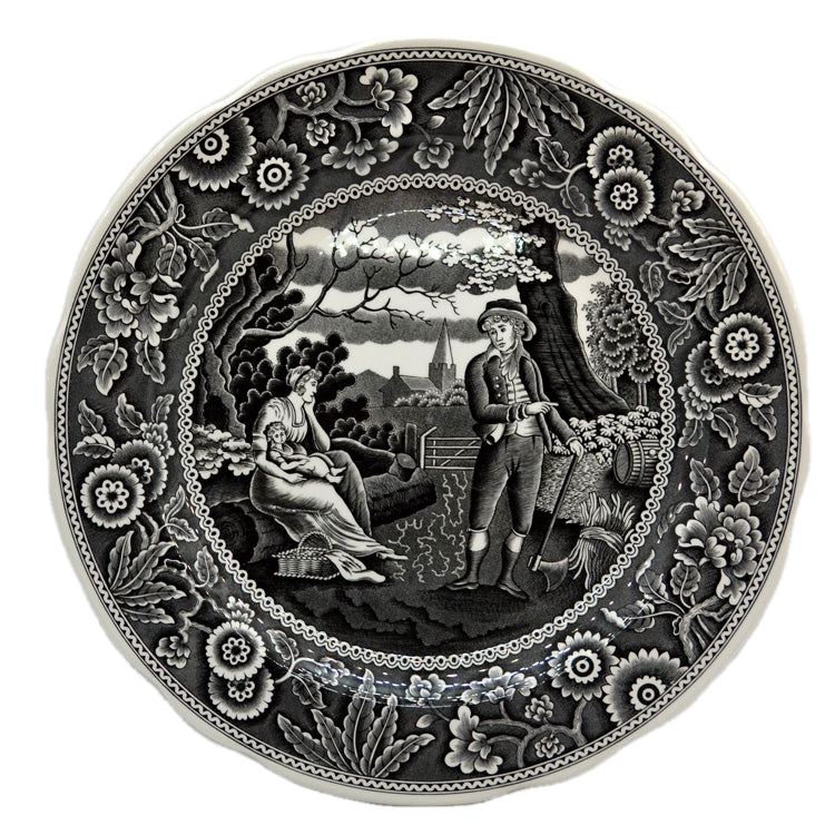 Spode China Archive Georgian Series Black and White Woodman Dinner Plate