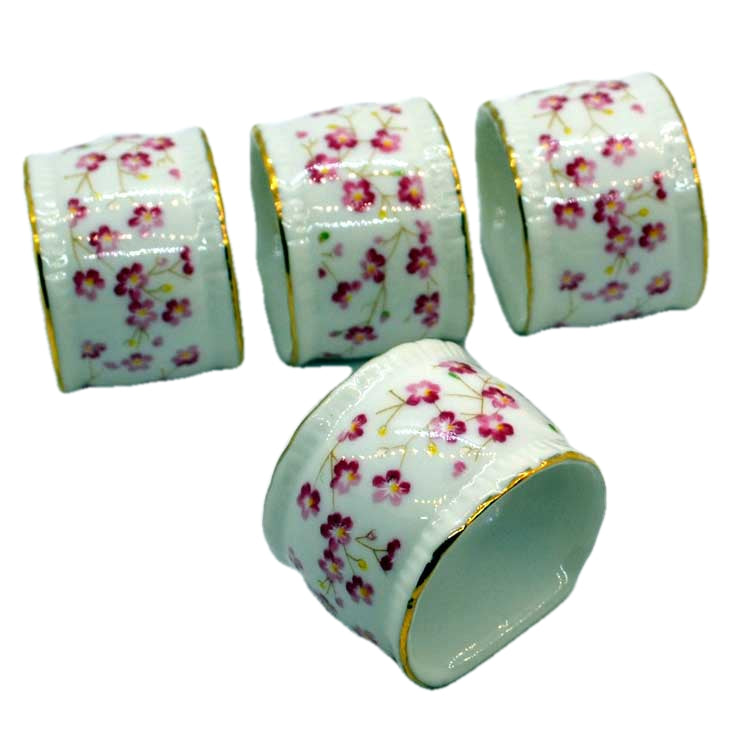 Vintage Floral China Napkin Rings by St Michael