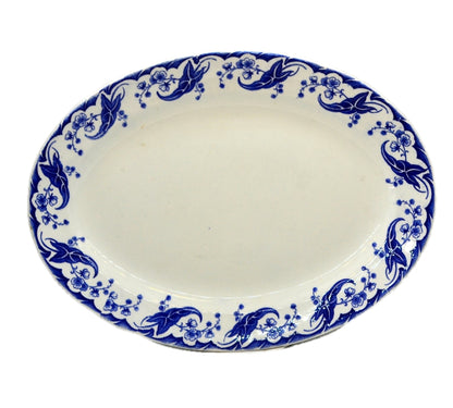 Vintage Blue and White Oval Stoneware Plater