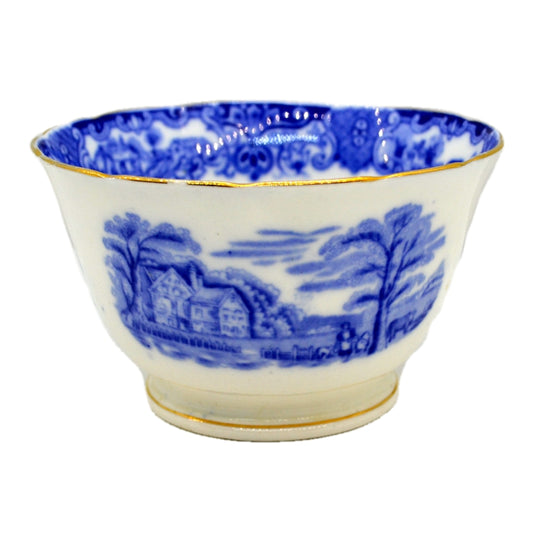 Heathcote Blue and White China Old English Scenery Small Sugar Bowl
