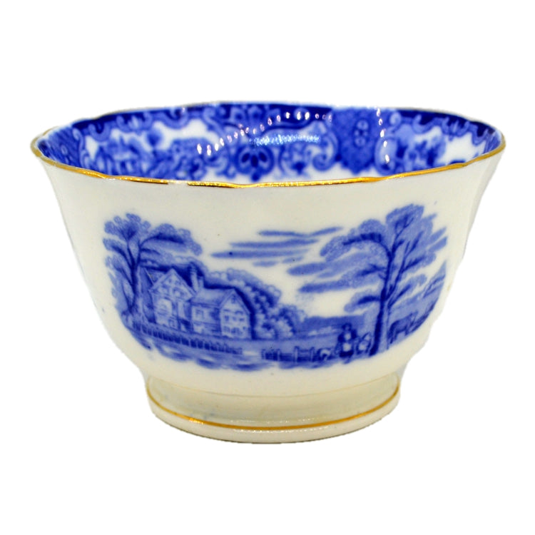 Heathcote Blue and White China Old English Scenery Large Sugar Bowl