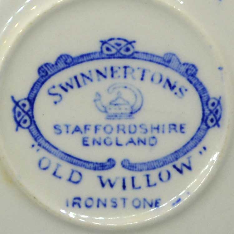 Swinnertons ironstone old willow factory marks 1946+