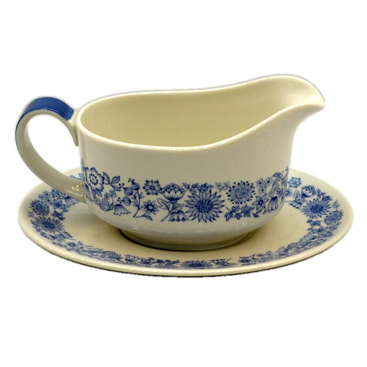 Royal Doulton Cranbourne Blue and White China TC1032 Gravy Boat & Saucer