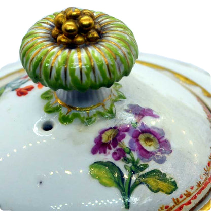 The Auricula floral antique teapot lid repairs 19th century