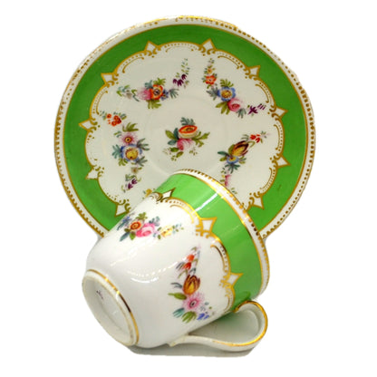 Antique Victorian Hand Decorated Floral China Saucer + Free Teacup