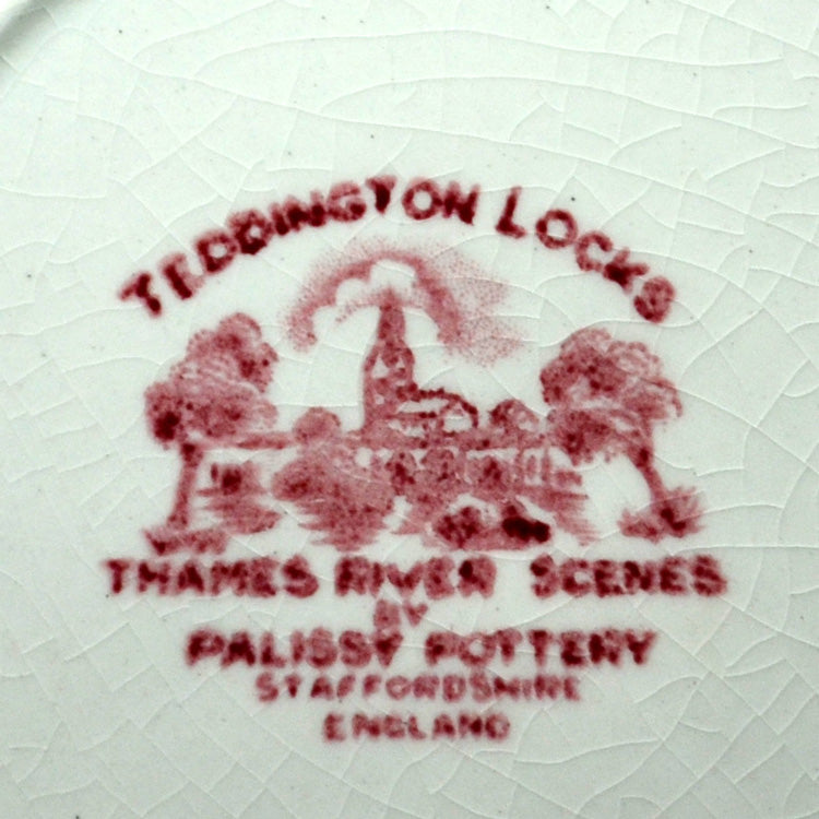 Palissy Pottery Red And White China Thames River Scenes Teddington Lock Side Plate