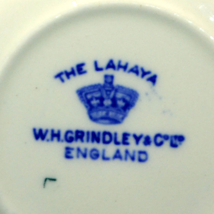 W H Grindley The Lahaya Flo Blue and White China Dessert Bowl