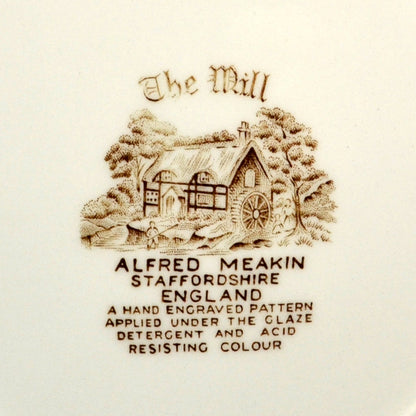 Alfred Meakin Brown and White China The Mill Dinner Plate