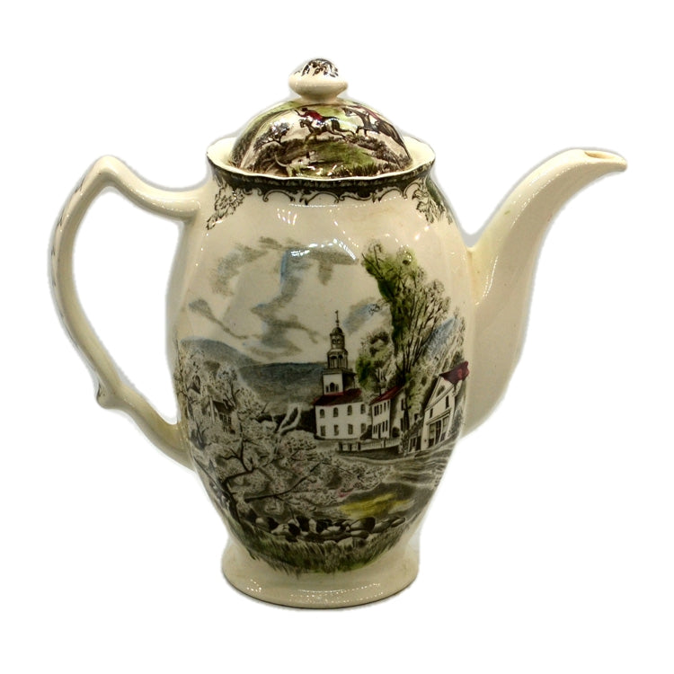 Johnson Brothers China The Friendly Village Coffee Pot with Hunting Scene Lid