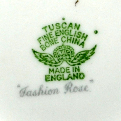 Tuscan Floral China Fashion Rose Teacup and Saucer 1947 R H & S L Plant