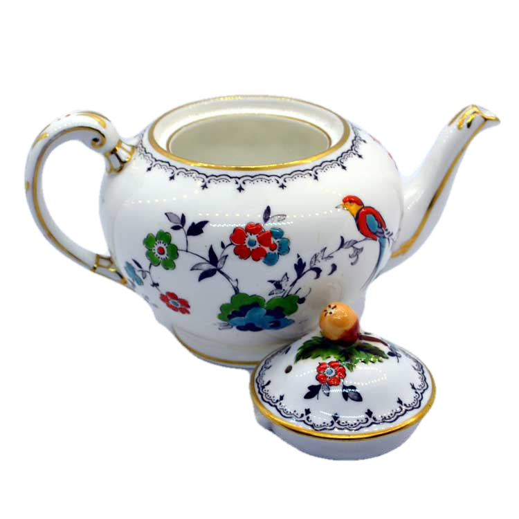 tuscan bone china floral parrot teapot 1 pint