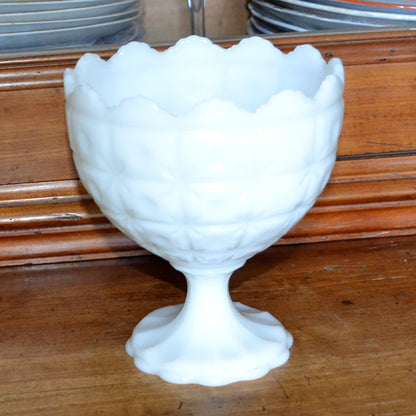 Vintage NAPCO 1185 Milk Glass Pedestal Compote Vase