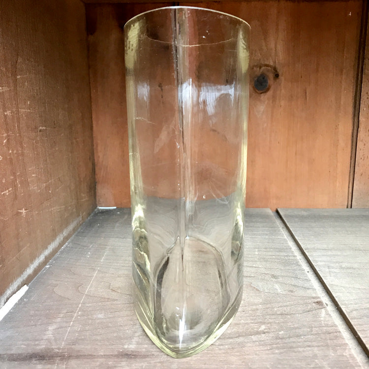 Vintage glass vase elliptical shaped large vase