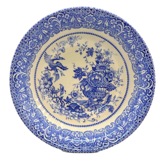 English Ironstone Tableware Blue and White China Asiatic Pheasant Bowl