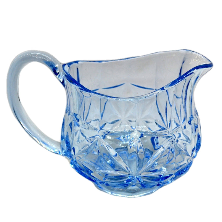 Vintage Blue Pressed Glass Jug