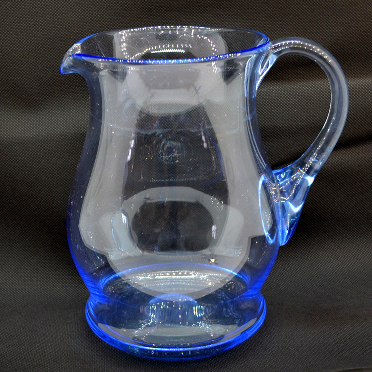 Large Blue Glass Water Pitcher Jug