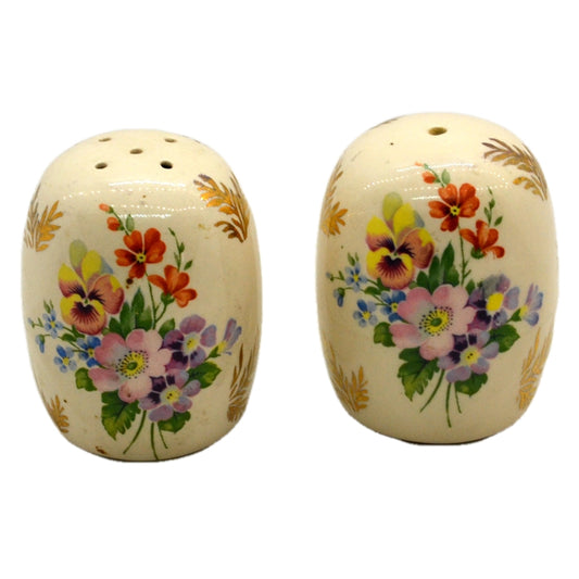 Vintage Floral China Salt and Pepper Pots