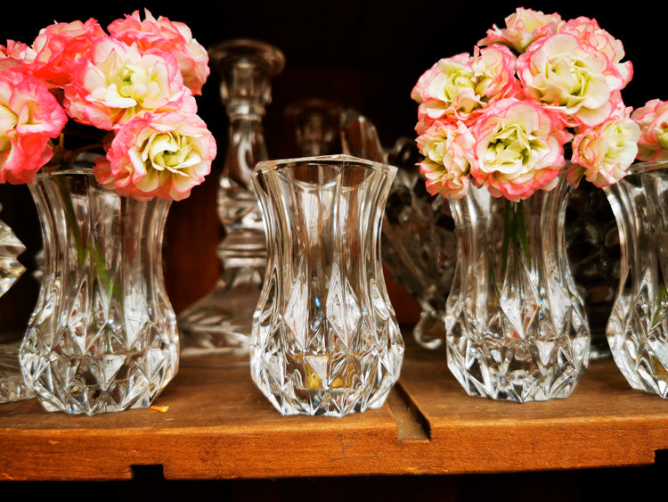 vintage cristal d'arques lead crystal bud vases